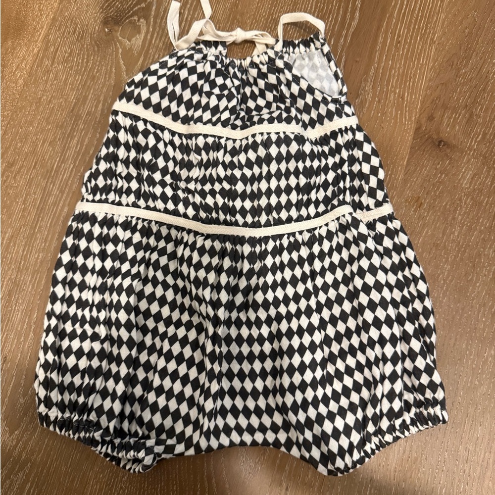 Black and White Checkered Kids One Piece